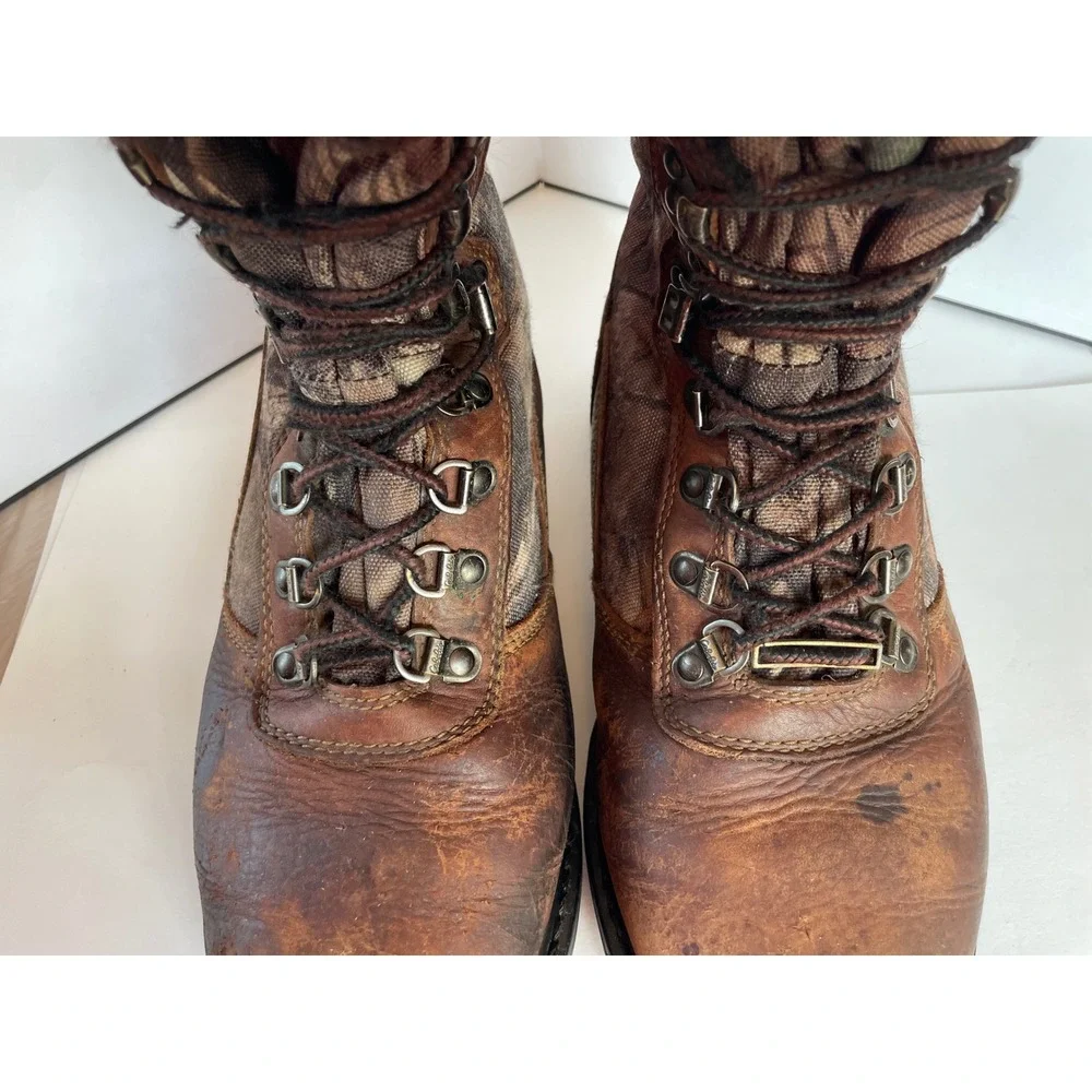 Cabelas Hunting Boots Mens 5 Brown Camo Leather Thinsulate Ultra Insulation